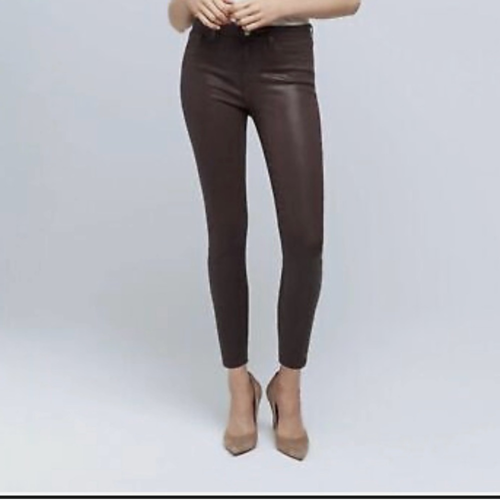 L'AGENCE Coated Brown Skinny Jeans with Sleek Modern Cut